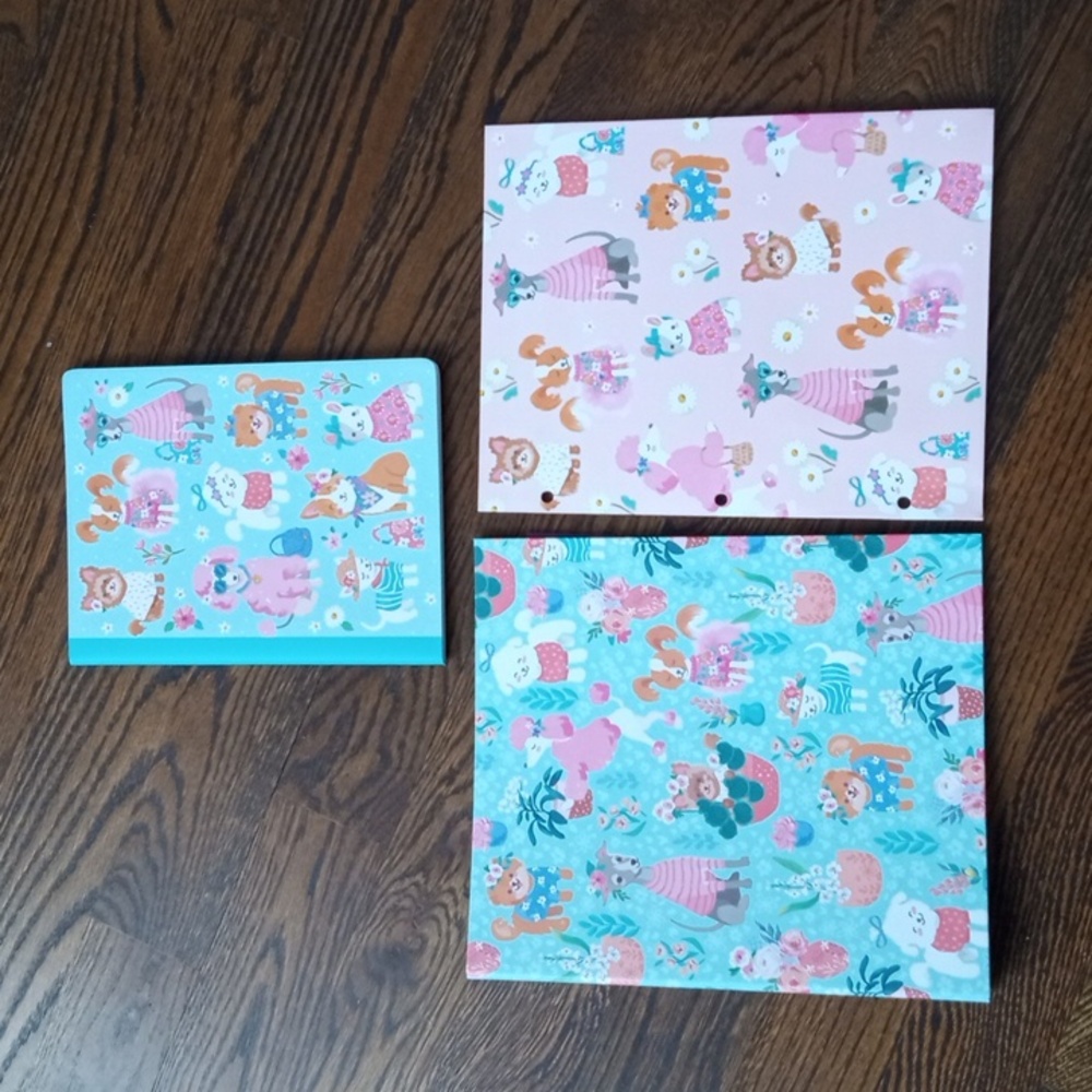 Pink Animal Print School Supplies Set Folder Notebook Binder Kids Back to School